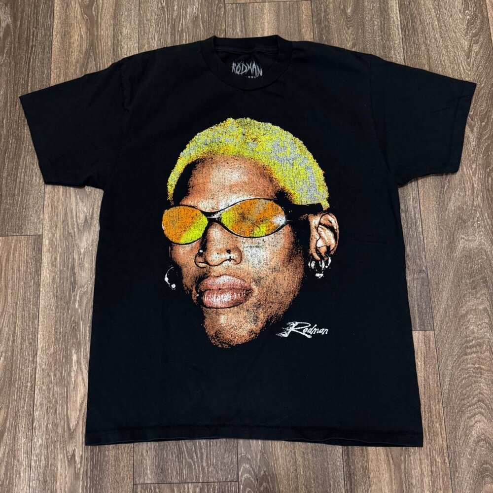 Rodman Apparel T-Shirt Large L Black Dennis Rodman Graphic Tee NBA Basketball